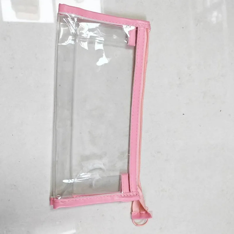 1pc Transparent Triangle Pencil Case, PVC Large-Capacity Storage Bag, Exam Pencil Zipper Stationery Pouch, Pencil Pouch