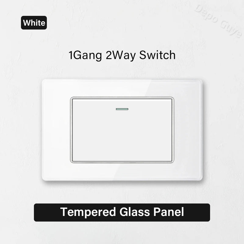White Tempered Glass Panel Wall Light Switch Rocker Button EU Sockets Fast Charging CAT6 TV Power Outlet 118*75mm 16A AC110-250V
