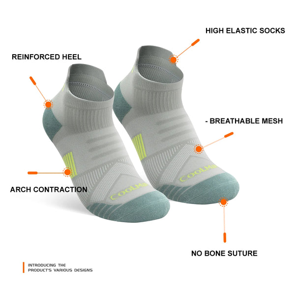 WRELS 1/2/3 Pairs Coolmax Ankle Socks Quick Dry Low Cut Running Socks Seamless Arch Support Hiking Cycling Athletic Socks