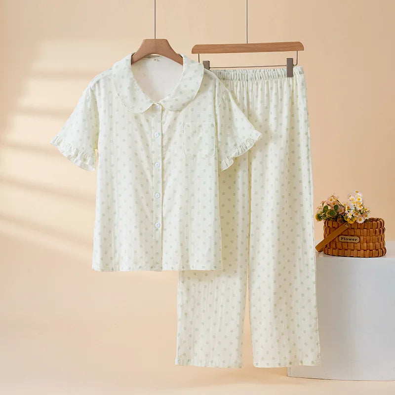 2Pcs/Set Summer Women's Pajamas Sleepwear Loungewear Suit Short Sleeve Top Comfort for Homewear New Casual Soft Pajamas Set