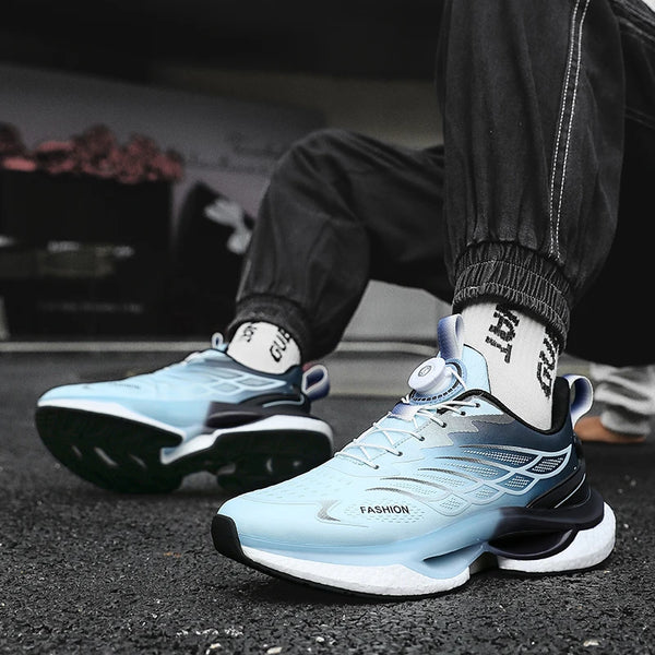 Lovers rotating shoelaces running shoes four seasons new soft sole outdoor casual sports shoes men's breathable light sneakers