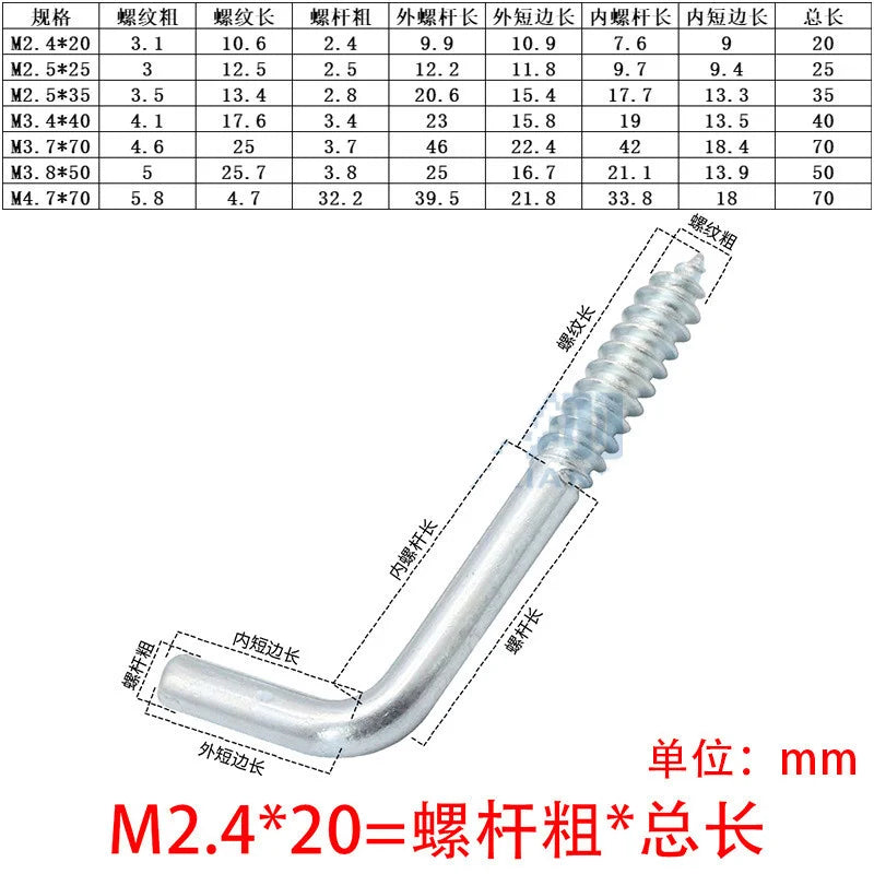 20/10Pcs Screw-In Cup Hook Picture Frame Plant Lamp Light Net Wire Eye Bolt Screw in Spiral Hanger L Cup Hook Kitchen Tool