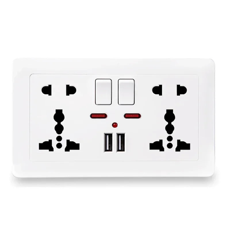 Depoguye White USB Plug Wall Sockets,Universal 10-hole Power Socket,  Sockets and Switches, Socket with Usb Charging AC110V-250V