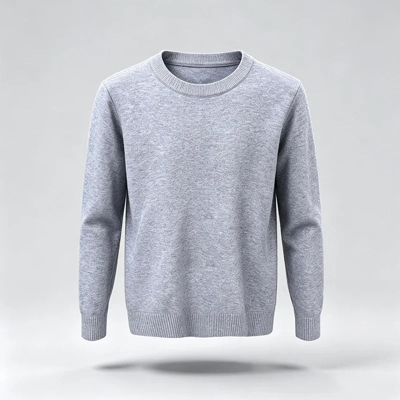 Male Urban Casual Crew Neck Knit Pullover Long Sleeve Ribbed Hem And Cuff For City Commute Street Leisure Cold Season Look