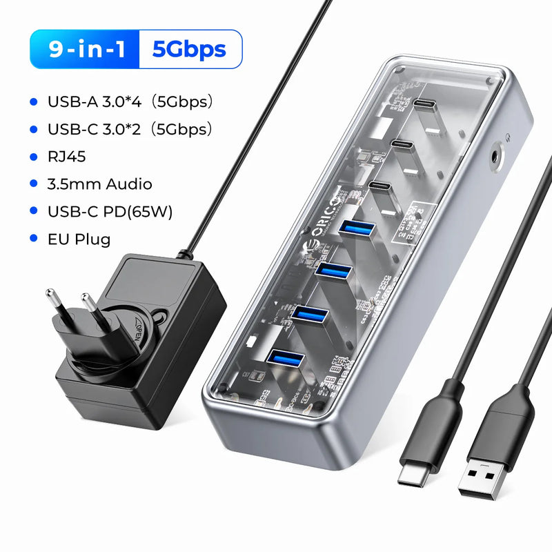 ORICO Metallic USB3.1 Hub 5Gbps High Speed Transmission 13 Ports Simultaneous Expansion Ports For All Macbook Mac Mini