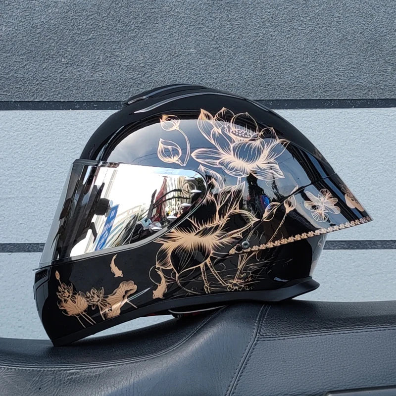 ORZ Personality Large Spoiler Full Face Motorbike Helmet ABS Material Safety DOT Certified Four Seasons Riding Protective Helmet