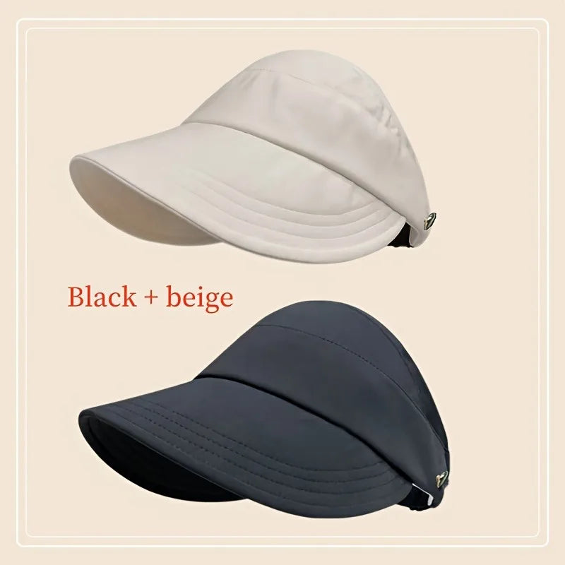Women's Sun Hats Wide Brim UV Protection Foldable Fisherman Hat with Mask Holder & Ponytail Hole, Sunscreen hat.