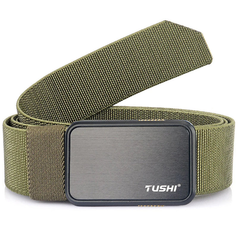 TUSHI New Tactical Belt Pluggable Buckle Quick Release Elastic Belt Casual Nylon Tooling Training Belt Men's Trousers Belt Male