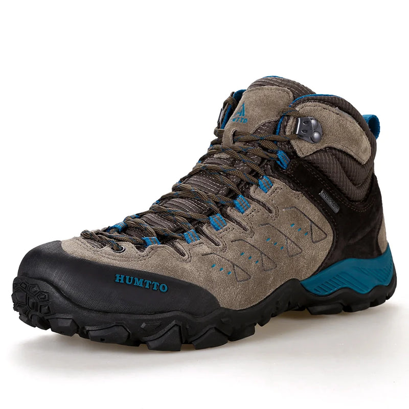 HUMTTO Genuine Leather Men's Sports Shoes Non-slip Hiking Shoes Winter Outdoor Safety Sneakers Breathable Trekking Boots for Men
