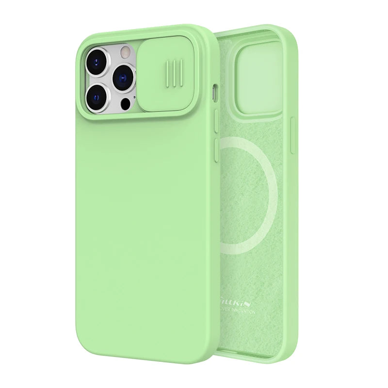 NILLKIN Magnetic Case For iPhone 14 Pro Max Liquid Silicone Soft Case For iPhone 13 ProMax Case Slide Camera Protection Cover