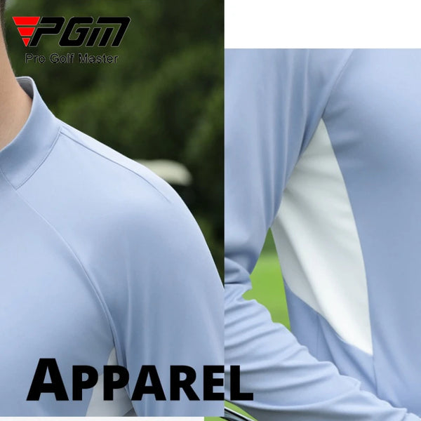 PGM Men Golf Long Sleeved Polo Shirt Autumn Winter Stand Up Collar High Elastic Top Clothes YF821