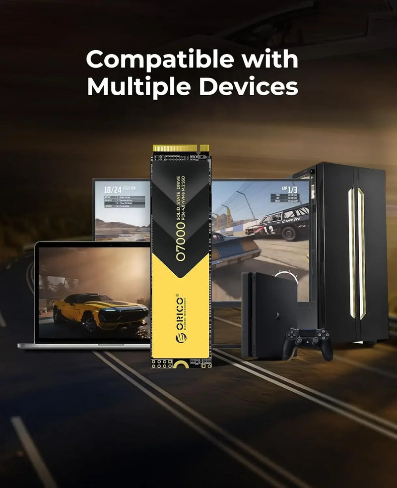 ORICO PCIe4.0 M.2 NVMe SSD PS5 Gaming 7400MB/S Internal Solid State Drive M Key 2280 SSD for Content Creators 1TB/2TB/4TB O7000
