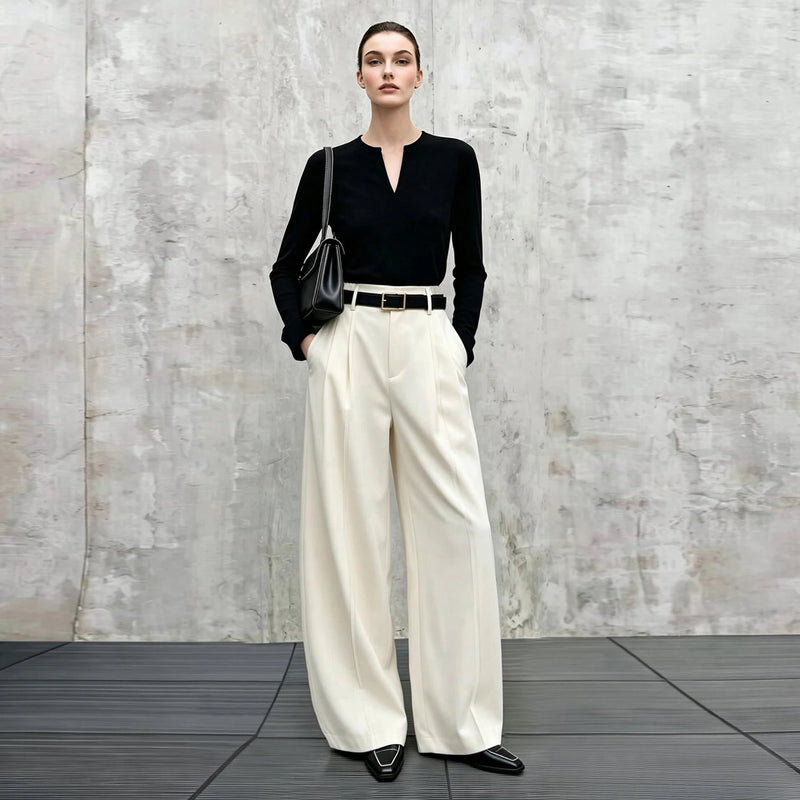 Amii Women's Wide Leg Pants Cotton Casual Loose Fit Minimalist Long Trousers 2026 Autumn Straight Pants Woman Clothing 12643015