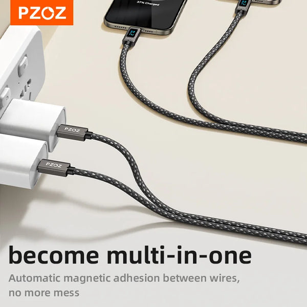 PZOZ For usb c to type c lightning magnetic cable Fast Charging iPhone iPad MacBook Charger mobile phone cables organizer bag