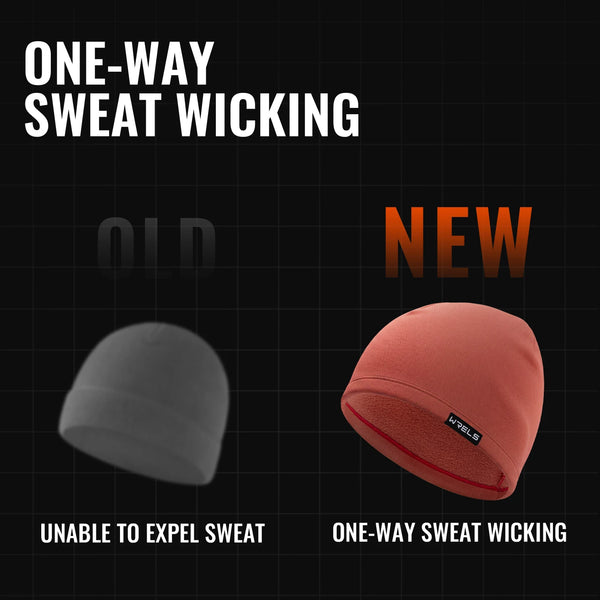 WRELS Skull Cap Fleece Warm Beanie Windproof Elastic Sweat Wicking Helmet Liner Anti Cold Skiing Running Men Women Winter Cap