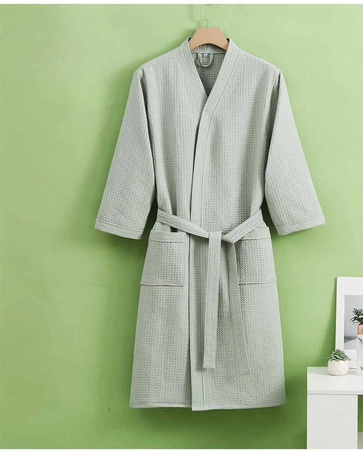 All Season Thin Design Hotel Bth Towel Beauty Salon Bath Robe Couples Bathrobe for Women and Men Cotton Waffle Quick Drying