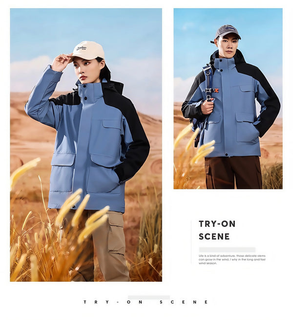 Detachable Polar Fleece Inner Hooded Windbreake Waterproof and Scratch-resistant Outdoor Adventure Hiking Casual