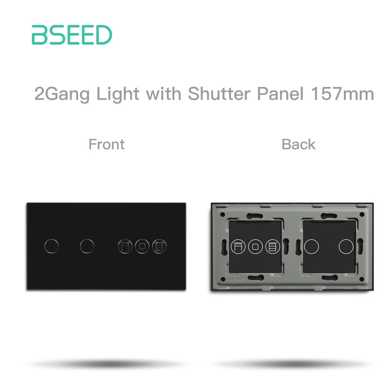 BSEED Crystal Switch Panel For Electric Smart Roller Shutter Blinds Glass Frame With Metal Base DIY Parts Only EU Standard 157mm