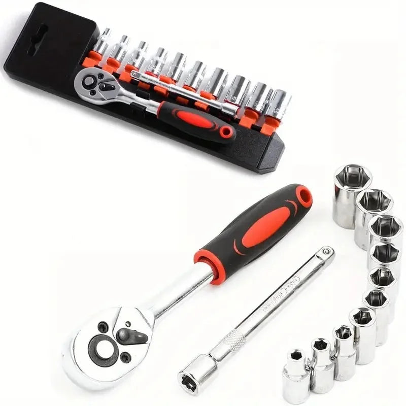 SEAMETAL Upgrade Wrench Socket Set Auto Repair Hand Tools Short Socket Ratchet for Car Boat Motorcycle Bicycle Repairing Kits