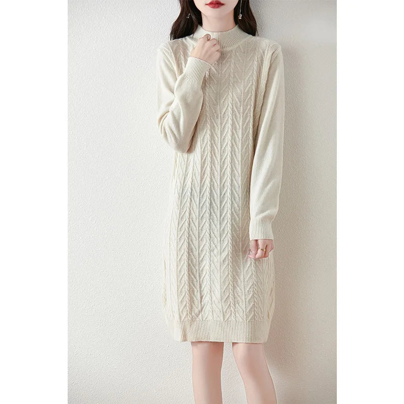 Ropa Mujer Turtleneck Warm Short Mini Dress Spring Autumn Knitwear Tops Female Turtleneck Winter Women‘s Sweater Pulls Jumper