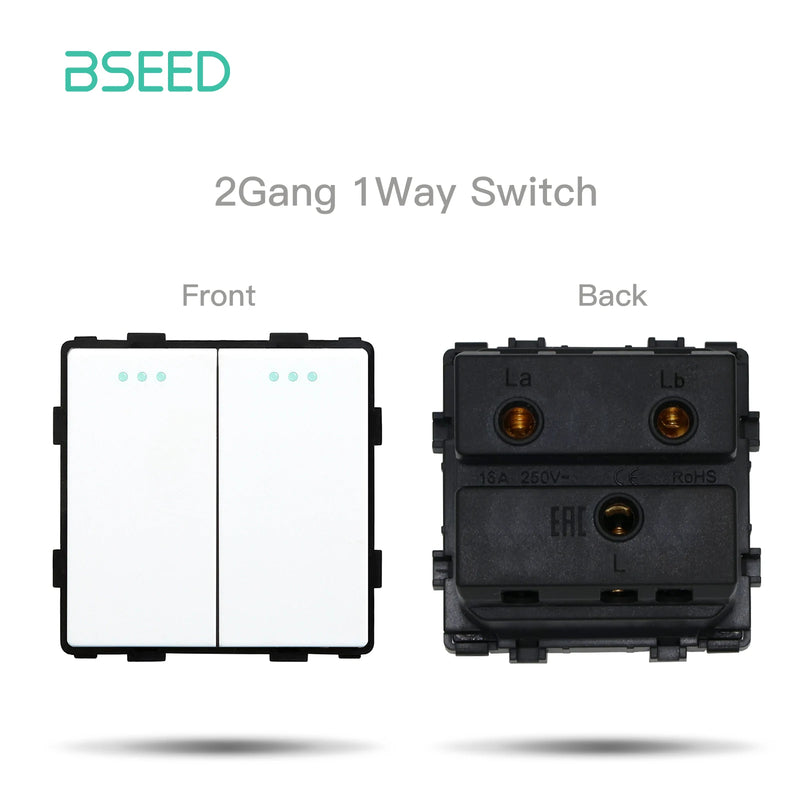 BSEED 1/2/3Gang 1/2Way Wall Button Switch Wall Power Socket Electrical Outlets Part Glass Frame DIY Module Part Free Combination