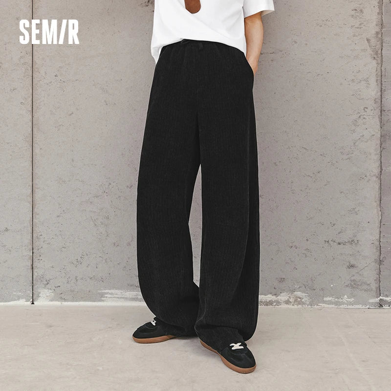 Semir Fleece Pants Men 2026 Autumn Winter Heated Loose Curved Blade Straight Leg Trendy Versatile Casual Warm Trousers