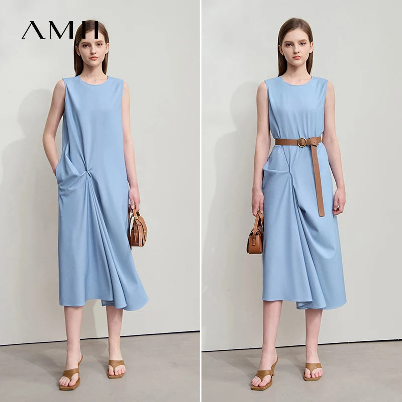 រ៉ូប Amii Minimalism Casual រដូវក្តៅឆ្នាំ ២០២៦ វិស្សមកាលថ្មីសម្រាប់នារីការិយាល័យ រ៉ូប A-Line ដៃខ្លី រលុង 12542075