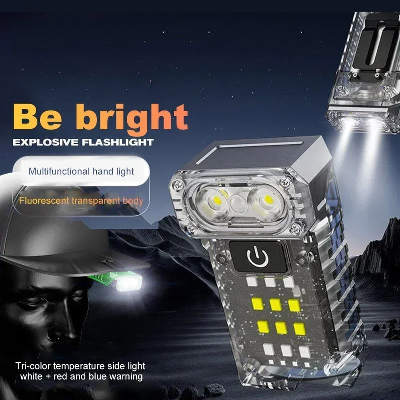ភ្លើង LED បង្វិលបាន អាចសាកថ្មបានតាមរន្ធ USB ភ្លើងការងារចល័ត បង្ហាញថាមពល ពិលតូចដ៏មានអានុភាពសម្រាប់ការបោះតង់ នេសាទ ដើរលេង