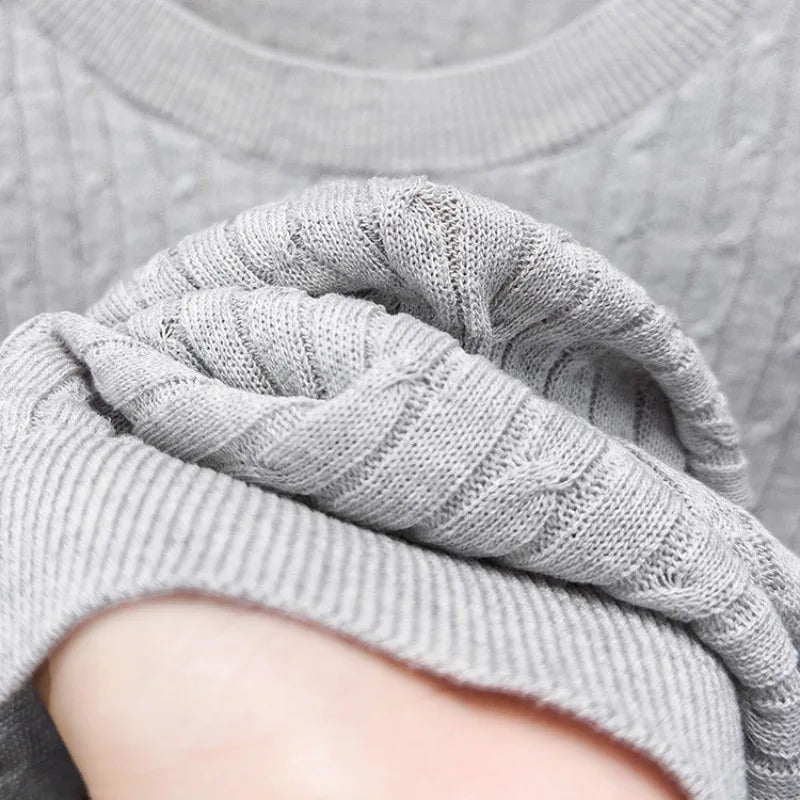 Men's Summer Short Sleeve Knitted Sweater | Linen Blend Crew Neck | Lightweight Breathable Jacquard T-shirt