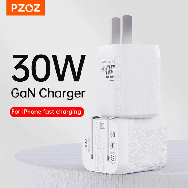 PZOZ 30W GaN Charger PD Fast USB Type C Charger For iPhone 16 15 14 13 12 Mobile Phone Charger USB C PD3.0 QC3.0 Quick Charging