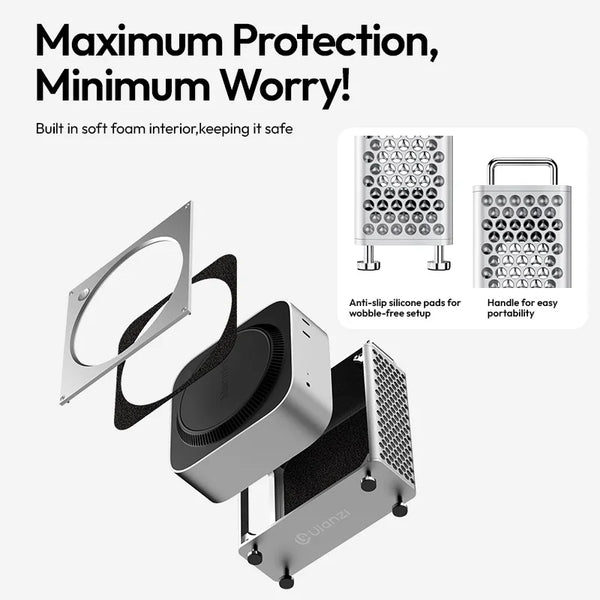 ស្រោម អាលុយមីញ៉ូម Ulanzi QT01 Mac Mini សម្រាប់ Mac Mini M4/M4 Pro រចនា ឡើង ដោយ ម៉ាញេទិក សម្រាប់ ការ បញ្ចេញ កំដៅ ដោយ ខ្លួន ឯង ជាមួយ ជើង ទម្រ MAC Mini