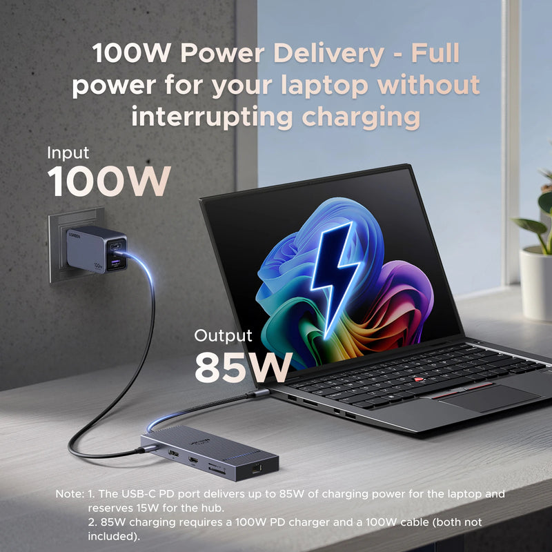 UGREEN 11-in-1 USB-C HUB Type-C to 4K@120Hz DP HDMI Dual Screen Extend 10Gbps SD/TF RJ45 PD100W for Windows Dell Laptop Docking