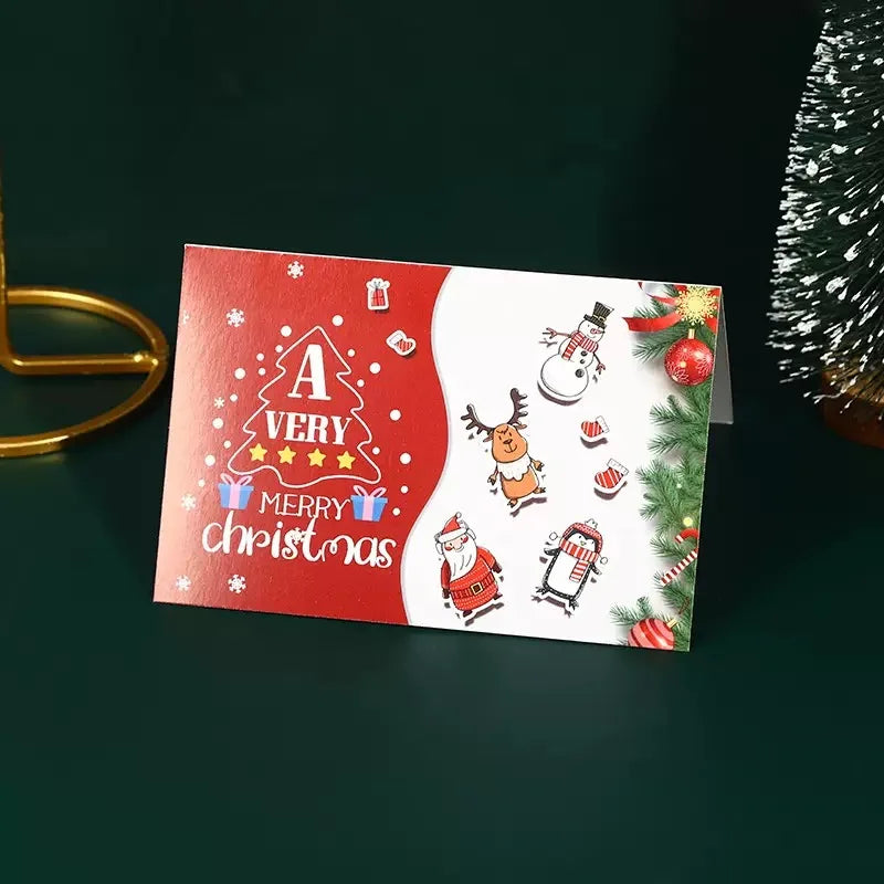 Merry Christmas Greeting Card Handwritten Blessing Card For Christmas Eve New Year Gift Card Flower Gift Accessory Holiday Party