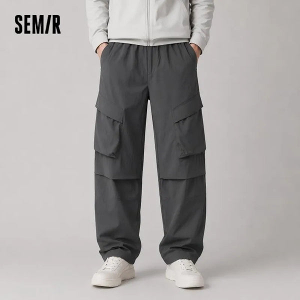 ខោបុរស Semir ត្រជាក់ស្ងួតលឿនជង្គង់ផ្នត់សម្លៀកបំពាក់ធ្វើការខោវែងកោងរដូវក្តៅឆ្នាំ ២០២៦ រលុងត្រង់ធម្មតា