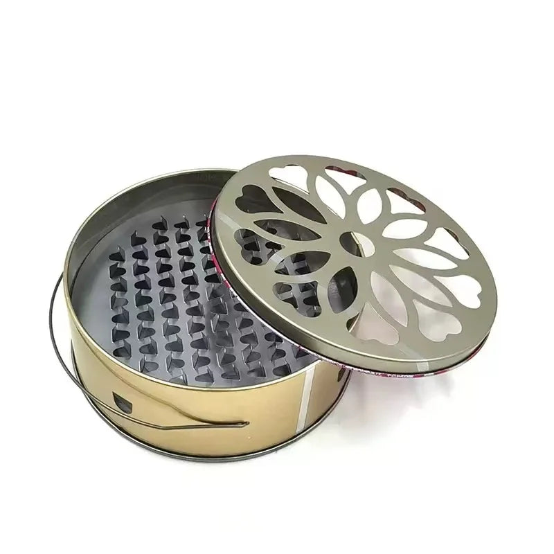 Portable Serrated Mosquito Coil Tray with Lid Ash Tray Mosquito Coil Holder Box for Outdoor Picnic Travel Camping