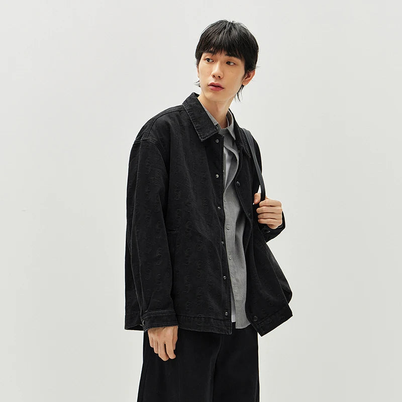 Semir Textured Jacket Men Spring Jacquard Denim Vintage Washed Loose Casual Fashion Personality Stylish Top