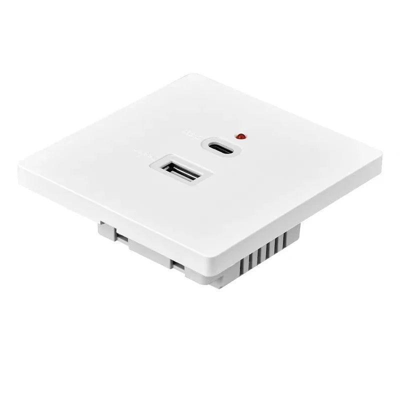 Black Universal Wall USB C Socket, 10W Type-c 2port USB Plug Adapter Outlet, Wall-mounted Eu 220V Electrical Power Socket