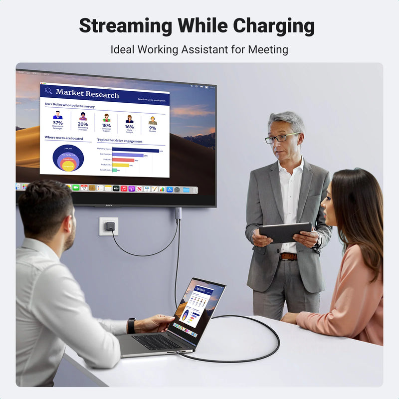 UGREEN USB C to HDMI Cable with 100W PD Fast Charging Adapter 4K@60Hz 2-in-1 Thunderbolt Unidirectional Type C to HDMI 2m Cable