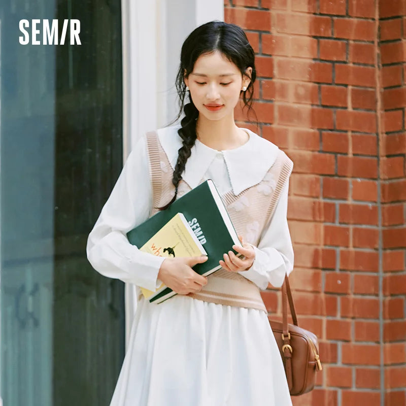 Semir Chic Shirt Big Lapel Chiffon Camisole Cute Loose Elegant Women Two Piece Set Top 2026 Spring