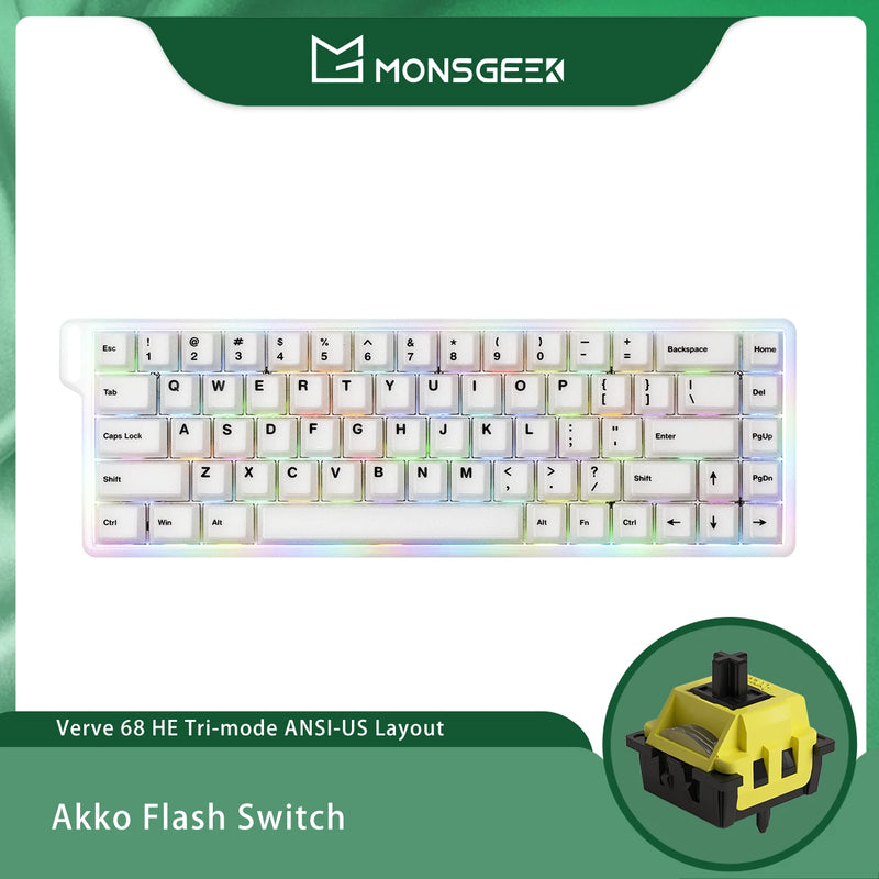 Akko x MonsGeek Verve 68 HE Keyboard 65% Layout RGB Magnetic Switch RT0.005mm 8K Polling Rate Custom Gaming Mechanical Keyboard