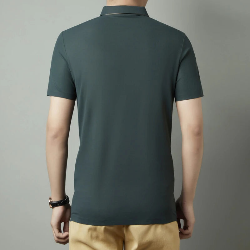 Men's New Polo Shirt, Seamless Premium Luxury Cool Fabric, Business Casual Golf, Slim Fit Blouse Collar T-shirt
