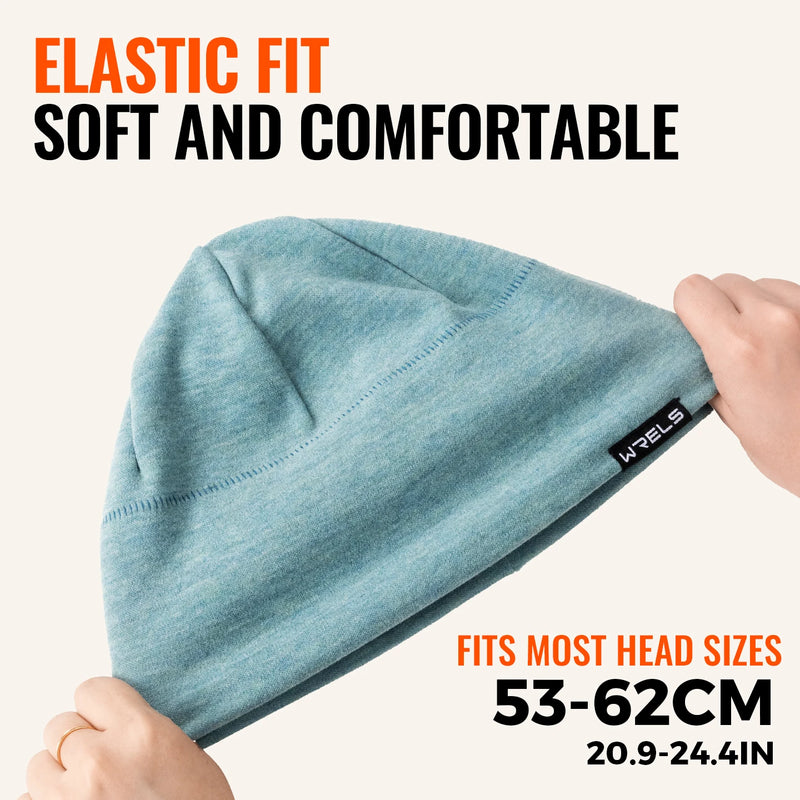WRELS Running Beanie Windproof Warm Hat Fleece Lined Stretch Elastic Anti Cold Skiing Winter Outdoor Men Women Thermal Skull Cap