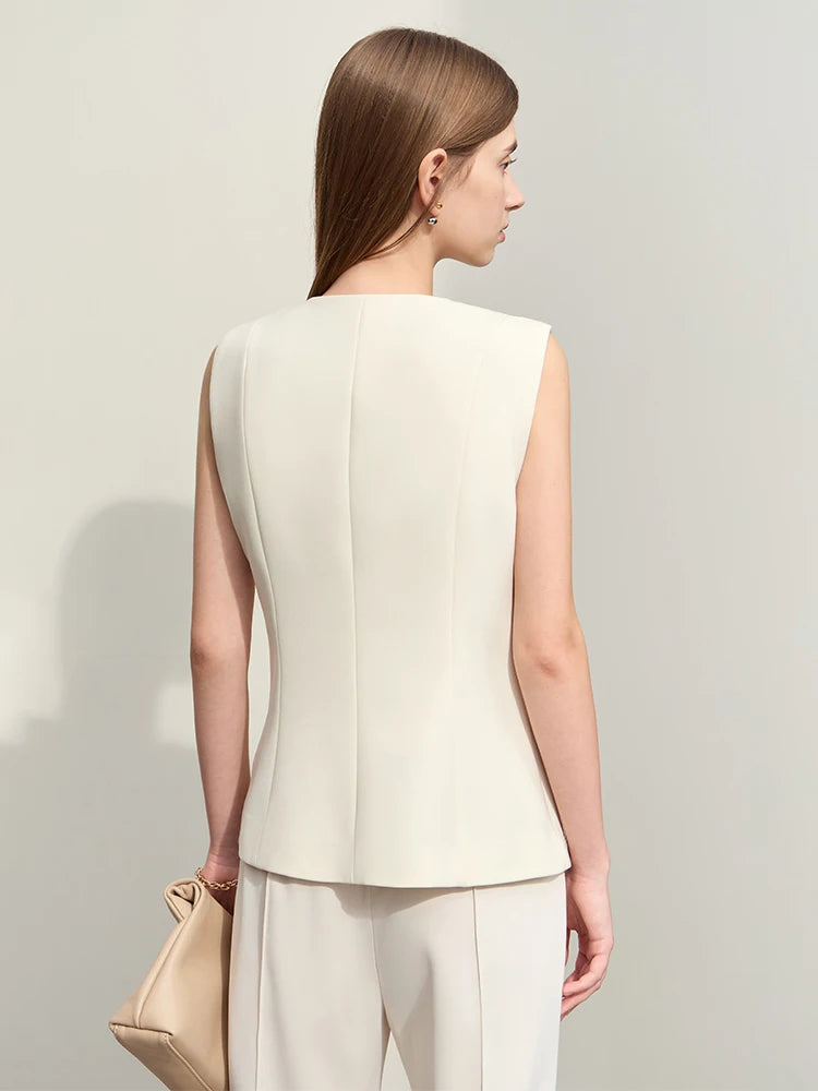 អាវកាក់ AMII Minimalism សម្រាប់ស្ត្រីរដូវក្តៅឆ្នាំ ២០២៥ រចនាប័ទ្មវិជ្ជាជីវៈថ្មី V-neck Slim ដៃអាវតែមួយដើមទ្រូង 12441175