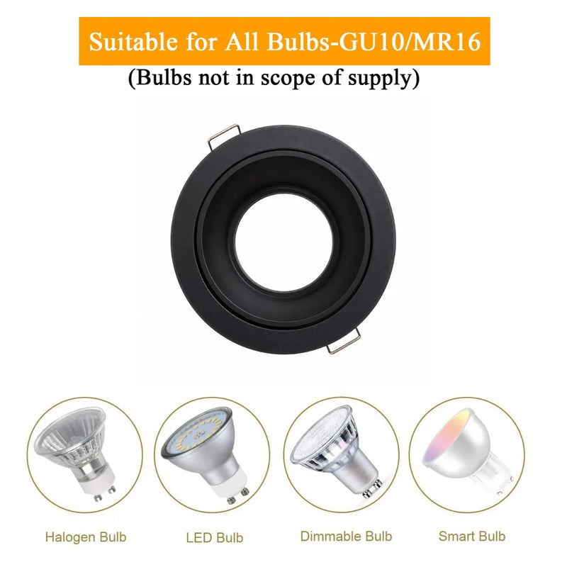 JOYINLED 1/4PCS Aluminum Round Downlight Frame GU10 MR16 Recessed Spotlight Ceiling Light Trim Black Gold Silver Lamp Housing