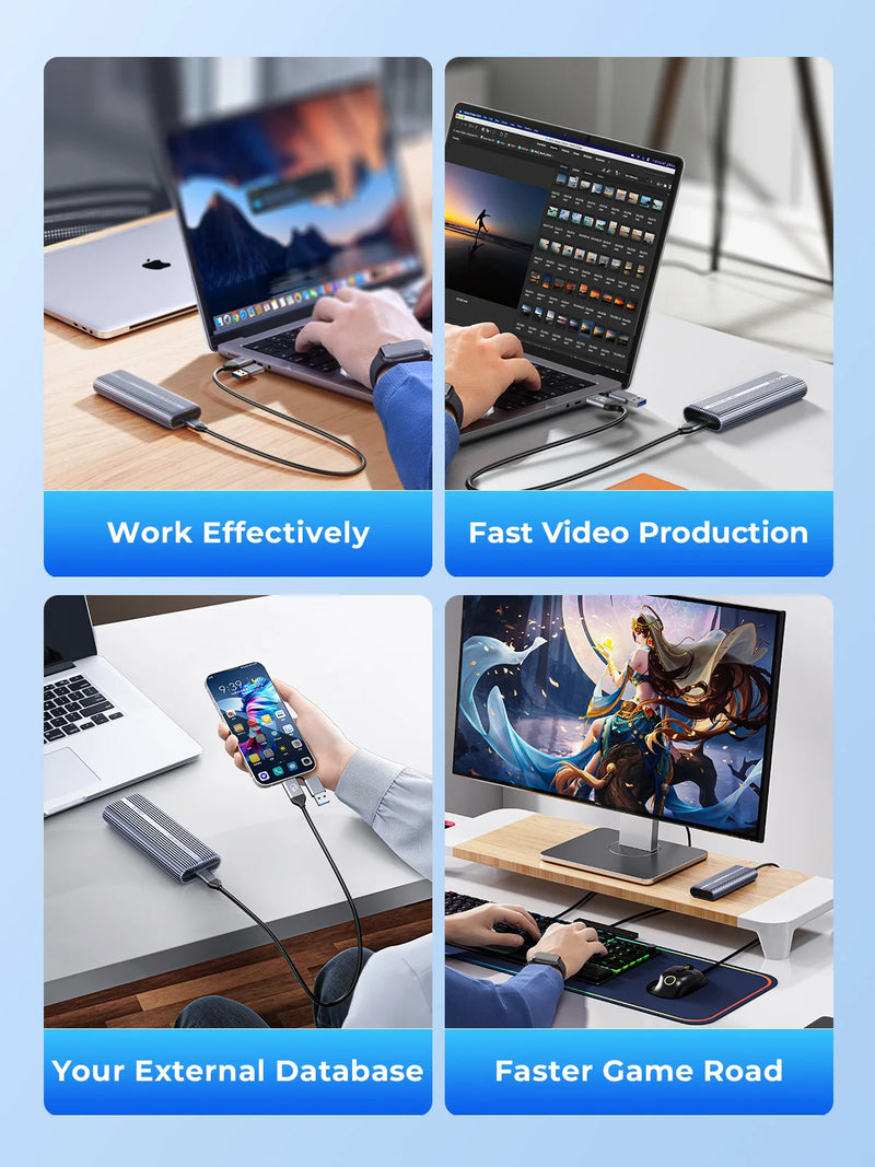 ORICO 40Gbps M.2 NVMe SSD Enclosure with Cooling Fan USB4 PCIe3.0 Aluminum Compatible Thunderbolt 3/4 Tool Free 8TB for Mac