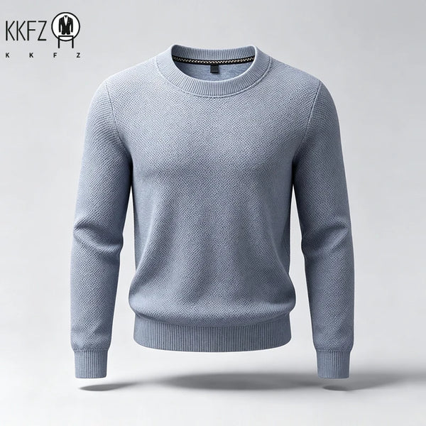 New Arrival Mens Crew Neck Knit Sweater Thick Soft Textured Knit Material Slim Cut Long Sleeve Autumn Winter Outer Tops