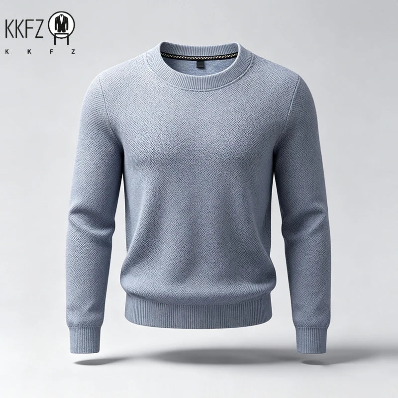 New Arrival Mens Crew Neck Knit Sweater Thick Soft Textured Knit Material Slim Cut Long Sleeve Autumn Winter Outer Tops