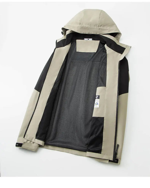 Thin breathable and waterproof couple's windbreaker jacket color-blocking outdoor work clothes mountaineering suit
