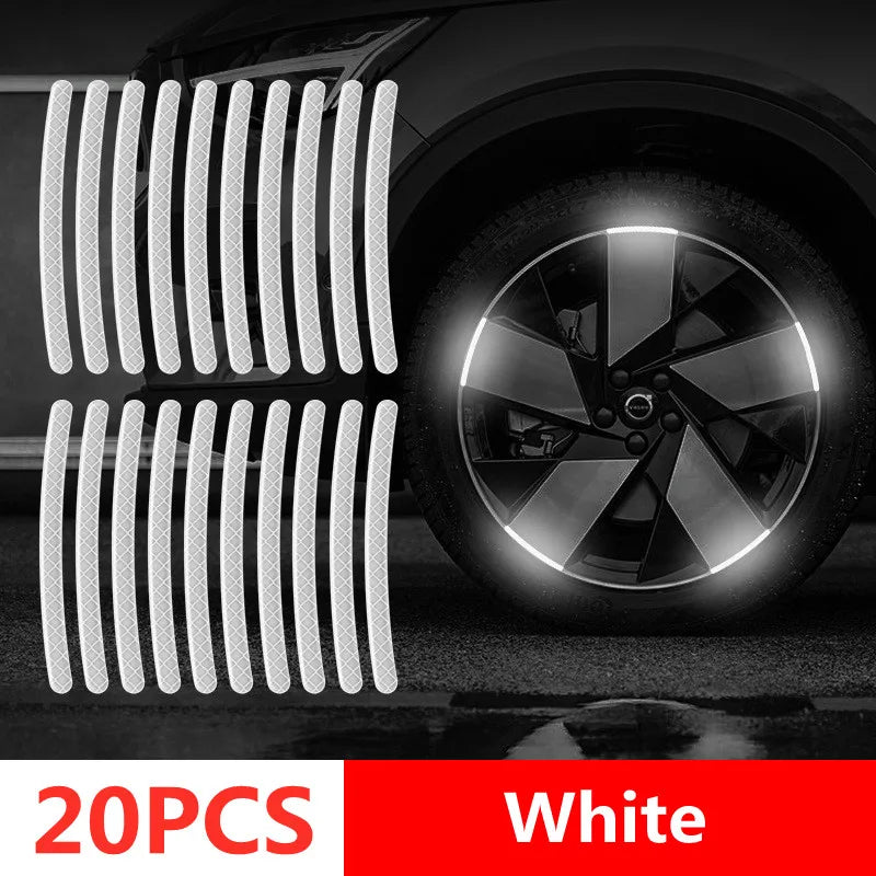 SEAMETAL 20/40PCS Car Motorcycle Wheel Reflective Strips Colorful Hub Stickers Car Styling Decal Sticker Safety Warning Tape