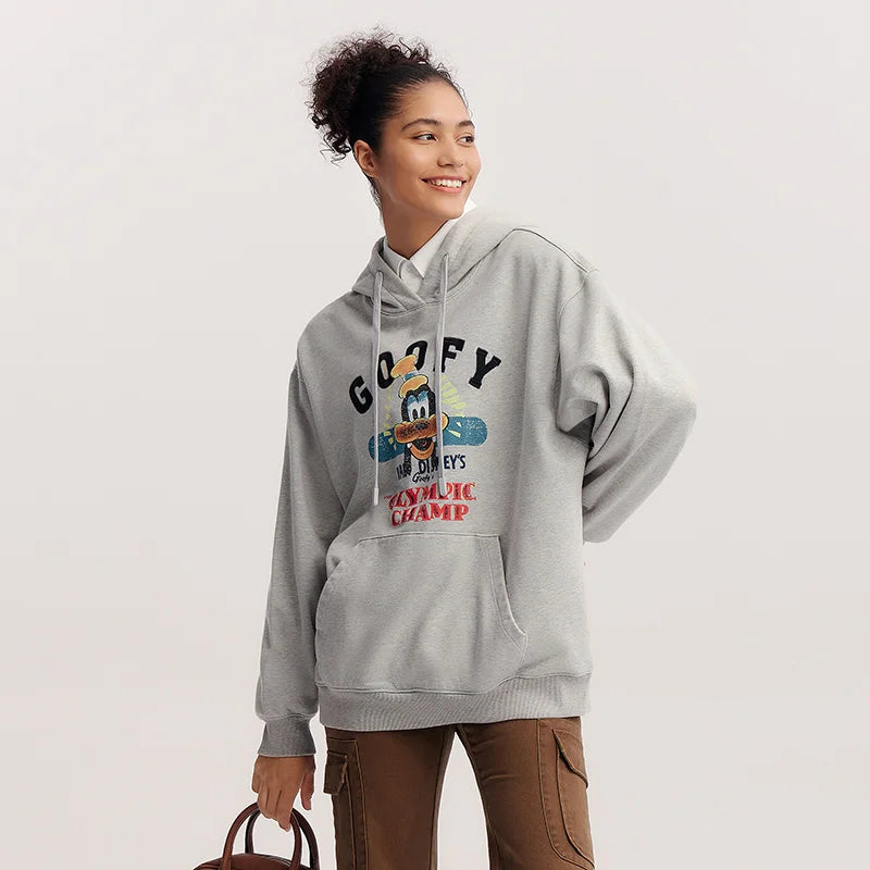 Semir Trendy Hoodie Women Spring Mid Length Hooded Loose Print Embroidery Heavyweight Stylish Streetwear Casual Top